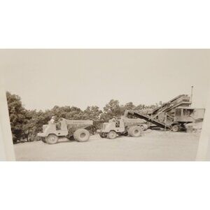 Vtg Koehring Equipment Black and White Photo Print Dump Trucks Gravel Machine
